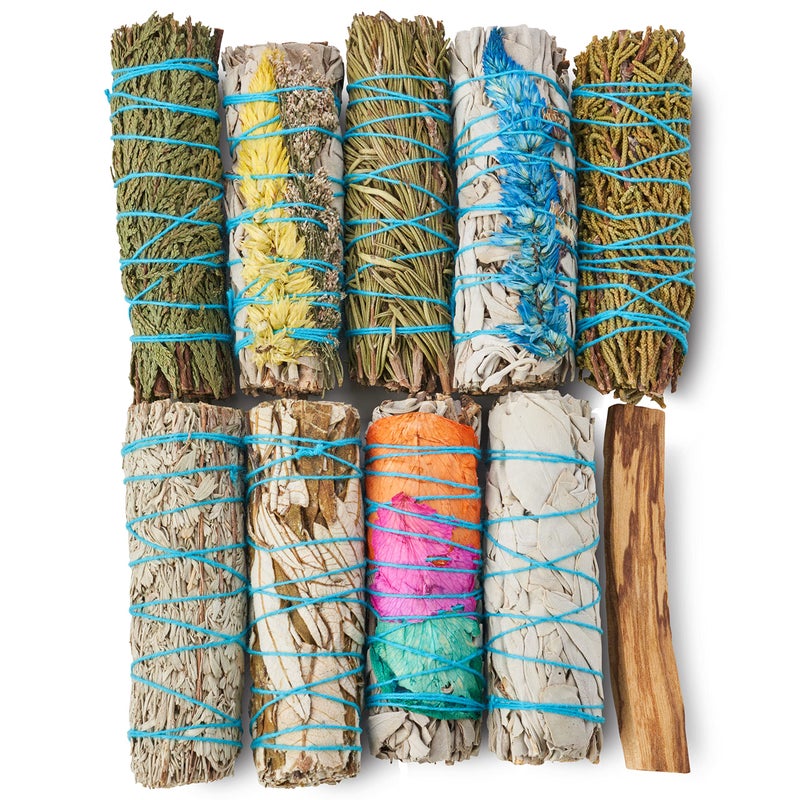 BLUE RIVER SAGE 10 Sage Smudge Sticks ~ White Sage, Rosemary, Cedar, Juniper, Palo Santo, 3 Flower Sages, Blue Sage, Yerba Santa | Smudge Kit Unique Natural Sage Bundles Sustainably Sourced Smudging Cleansing - Image 5